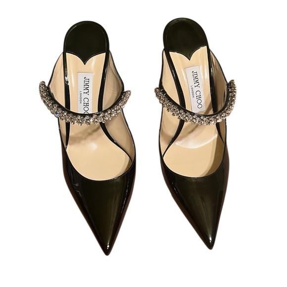 JIMMY CHOO Bing 100 Black Patent Leather Mules - Picture 2 of 8